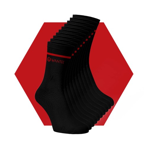 Basic Black and Red Socks Wantee 10-pack