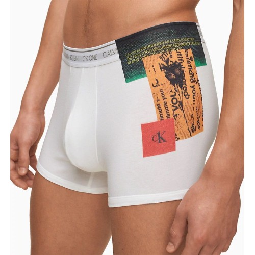 Calvin Klein Men's Boxers CK ONE Newspaper Placed Print White Calvin Klein Men's Boxers CK ONE Newspaper Placed Print White