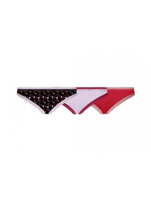 Calvin Klein Women's Bottoms Up Refresh Bikini Panties Black, White, Red 3-Pack
