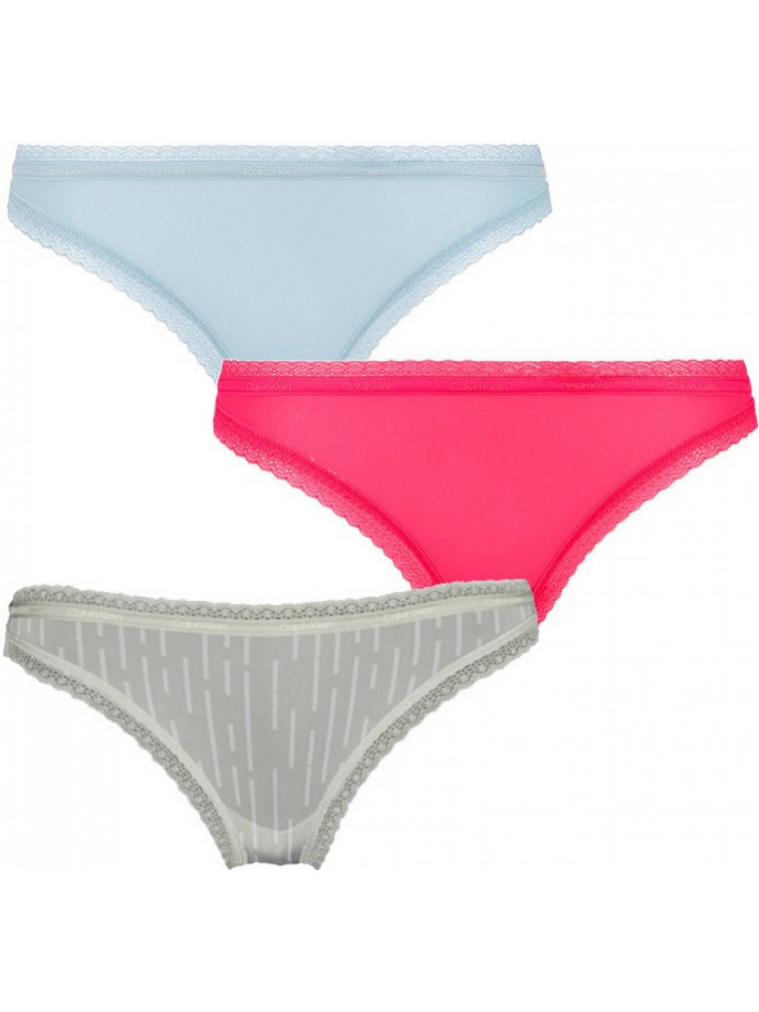 Calvin Klein Women's Bottoms Up Refresh Bikini Panties Light Blue, Light Green, Pink 3-Pack