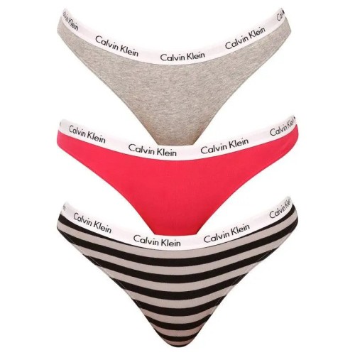 Calvin Klein Women's Carousel Bikini Panties Dark Pink, Grey, Striped 3-Pack Calvin Klein Women's Carousel Bikini Panties Dark Pink, Grey, Striped 3-Pack