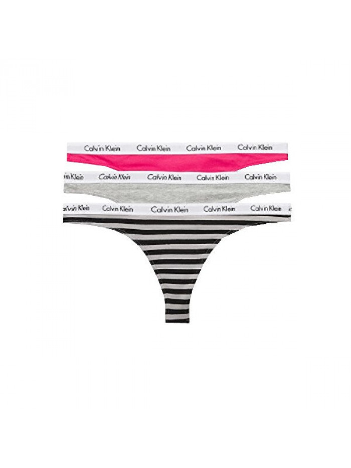 Calvin Klein Women's Carousel Thong Dark Pink, Grey, Striped 3-Pack