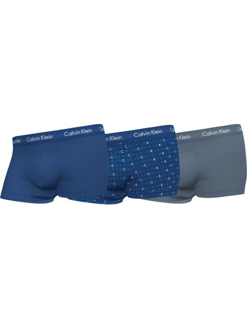 Men's Calvin Klein Cotton Stretch Low Rise Trunk Boxers, blue, 3-pack