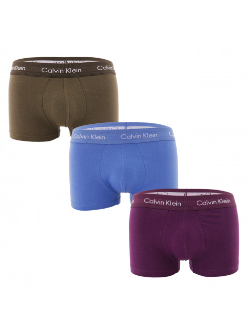  Men's Boxers Calvin Klein Cotton Stretch Low Rise Trunks Light Blue, Green, Purple 3-Pack