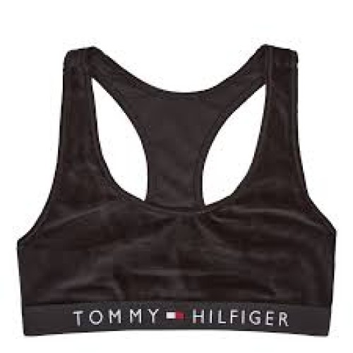 Women's Tommy Hilfiger Unlined Bralette Velour Black Women's Tommy Hilfiger Unlined Bralette Velour Black