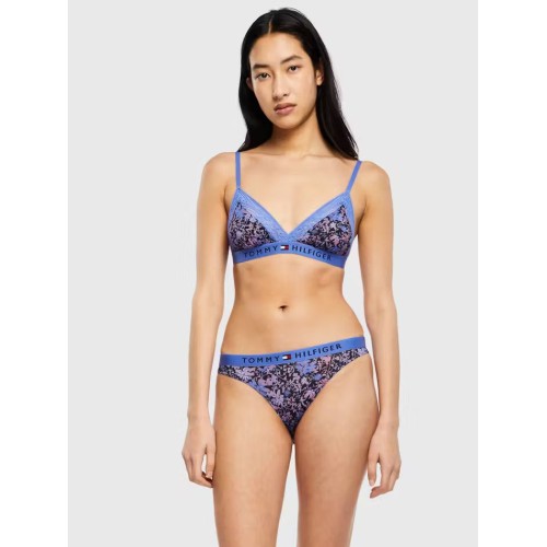 Women's Tommy Hilfiger Original Lace-Unlined Lace Triangle Print Bra Blue Women's Tommy Hilfiger Original Lace-Unlined Lace Triangle Print Bra Blue