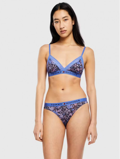 Women's Tommy Hilfiger Original Lace-Unlined Lace Triangle Print Bra Blue