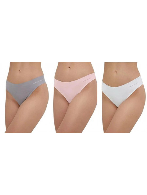 Women's Tommy Hilfiger Seamless Brazilian Bikini Panties 3-Pack – Pink, Grey, White