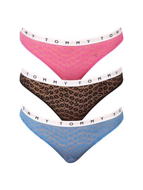 Women's Lace Panties Tommy Hilfiger Full Lace Bikini 3-Pack Multicolor - Pink, Black, Blue