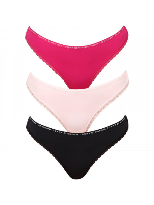 Women's Tommy Hilfiger Recycled Micro Lace Thong Light Pink, Dark Pink, Black 3-Pack