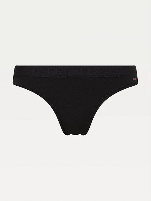 Women's Tommy Hilfiger SEACELL-Tonal Logo Waistband Thong Black