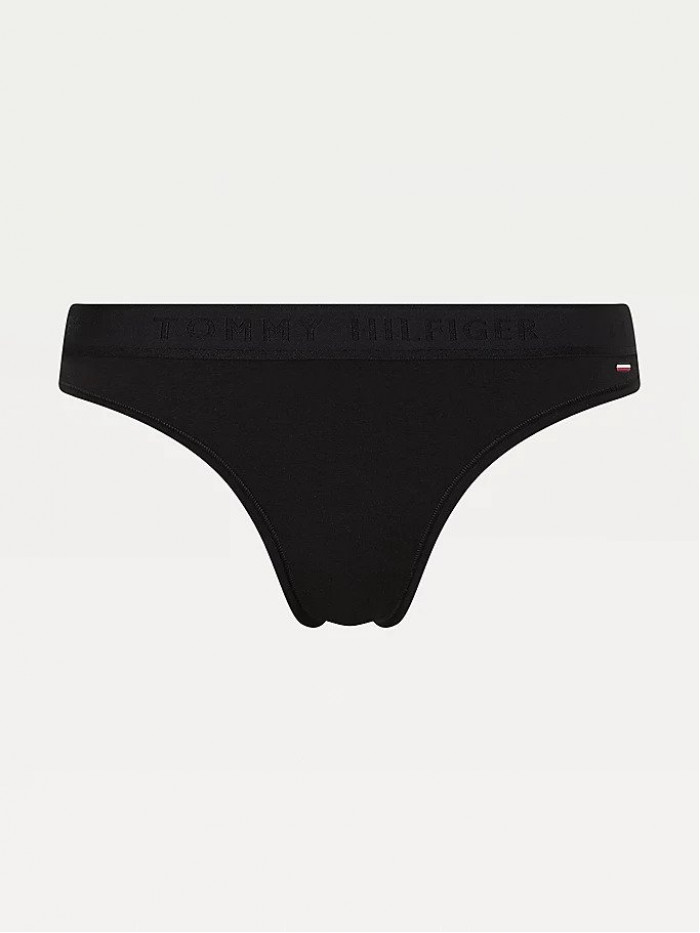 Women's Tommy Hilfiger SEACELL-Tonal Logo Waistband Thong Black