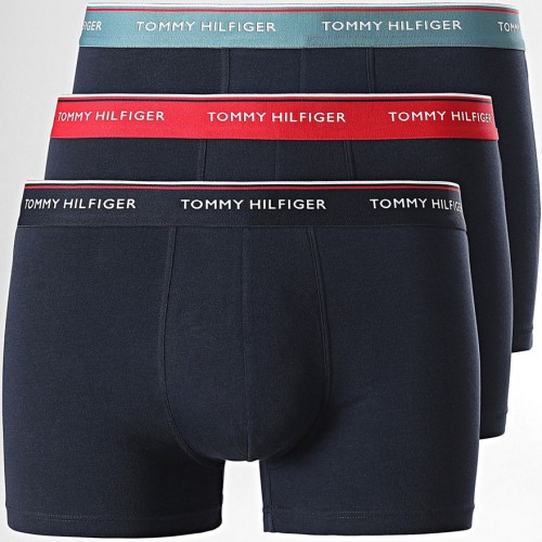 Men's Boxers Tommy Hilfiger Premium Essentials WB Trunk Dark Blue with Black, Mint, and Red Waistband 3-Pack Men's Boxers Tommy Hilfiger Premium Essentials WB Trunk Dark Blue with Black, Mint, and Red Waistband 3-Pack