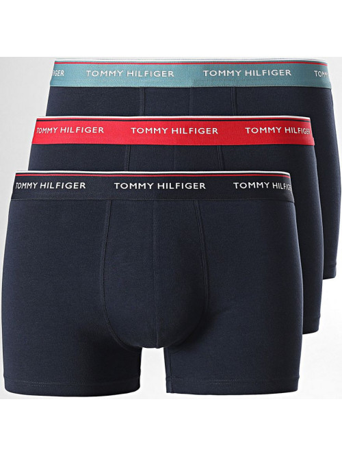 Men's Boxers Tommy Hilfiger Premium Essentials WB Trunk Dark Blue with Black, Mint, and Red Waistban...