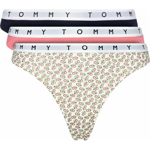 Tommy Hilfiger Women's Print Thong 3-Pack Multicolor - Pink, White, Black Tommy Hilfiger Women's Print Thong 3-Pack Multicolor - Pink, White, Black