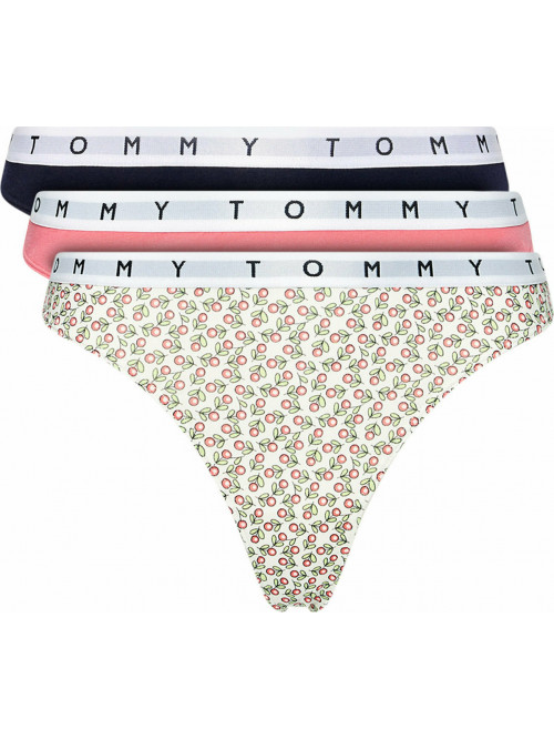 Tommy Hilfiger Women's Print Thong 3-Pack Multicolor - Pink, White, Black