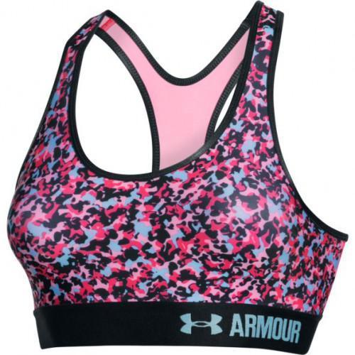 Women's Under Armour MID Printed Sports Bra Pink Women's Under Armour MID Printed Sports Bra Pink