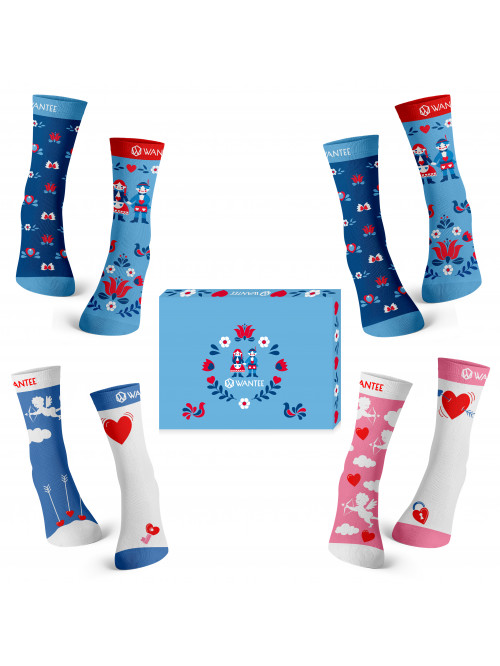 Valentine's Box Socks for Couples Wantee 4-pack