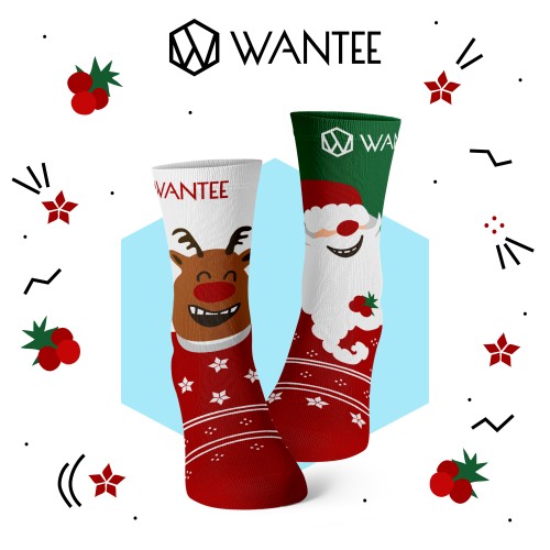 Merry Santa Claus and Reindeer Kids' Socks Wantee Merry Santa Claus and Reindeer Kids' Socks Wantee