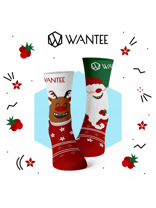 Merry Santa Claus and Reindeer Kids' Socks Wantee