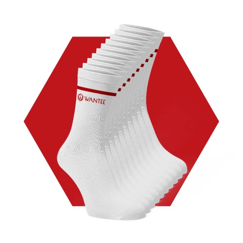 Basic White and Red Socks Wantee 10-pack
