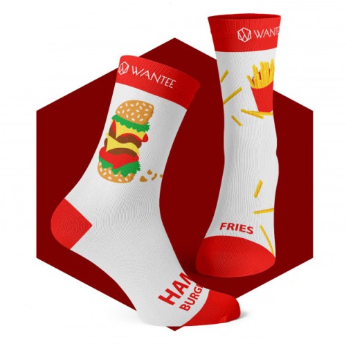 Hamburger and Fries Socks Wantee Hamburger and Fries Socks Wantee