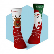 Merry Santa Claus and Reindeer Socks Wantee